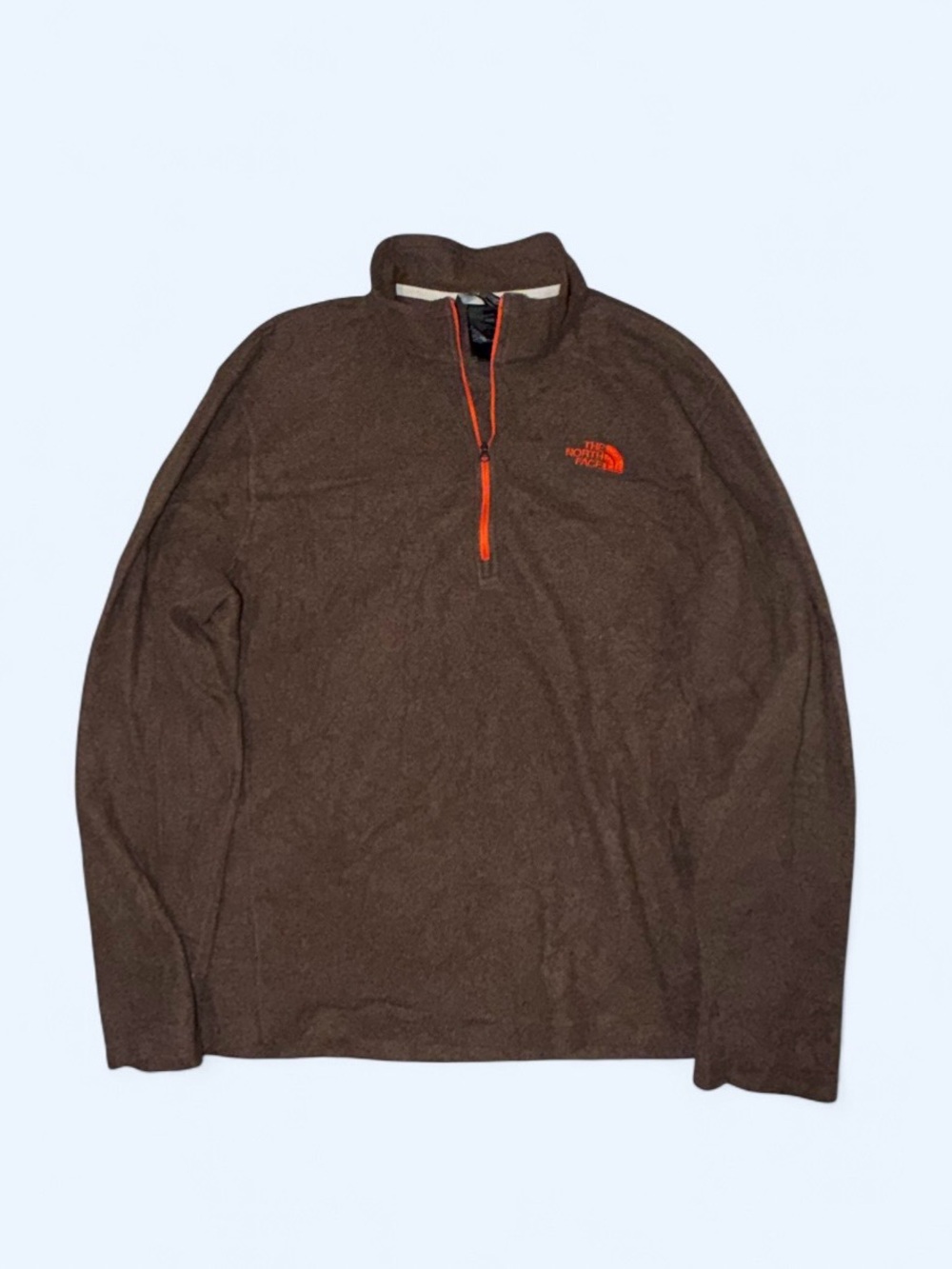 The North Face Men's Brown Fleece Half-Zip with Orange Accents